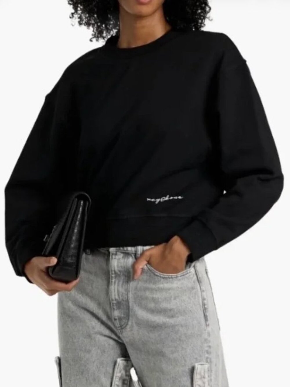 Rag & Bone Vintage Terry Sweatshirt Classic Black Crew Neck Women's XS